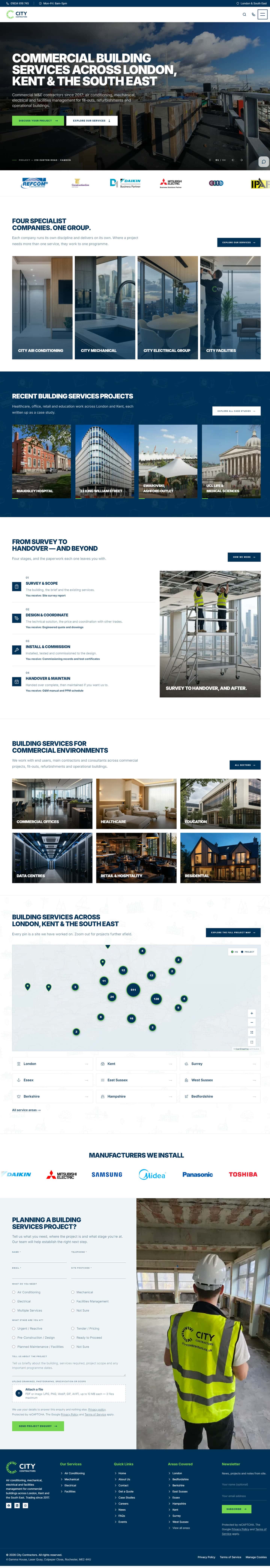 City Contractors home page, top to bottom