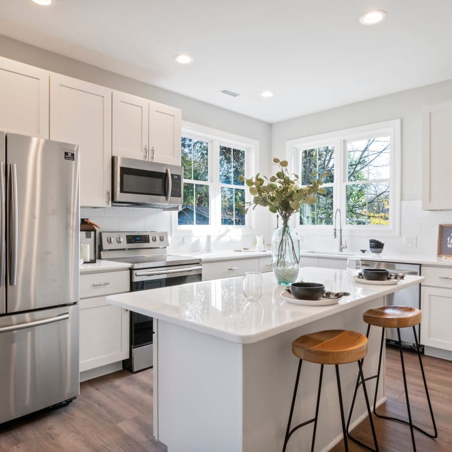 Bright finished modern kitchen handed back to the customer