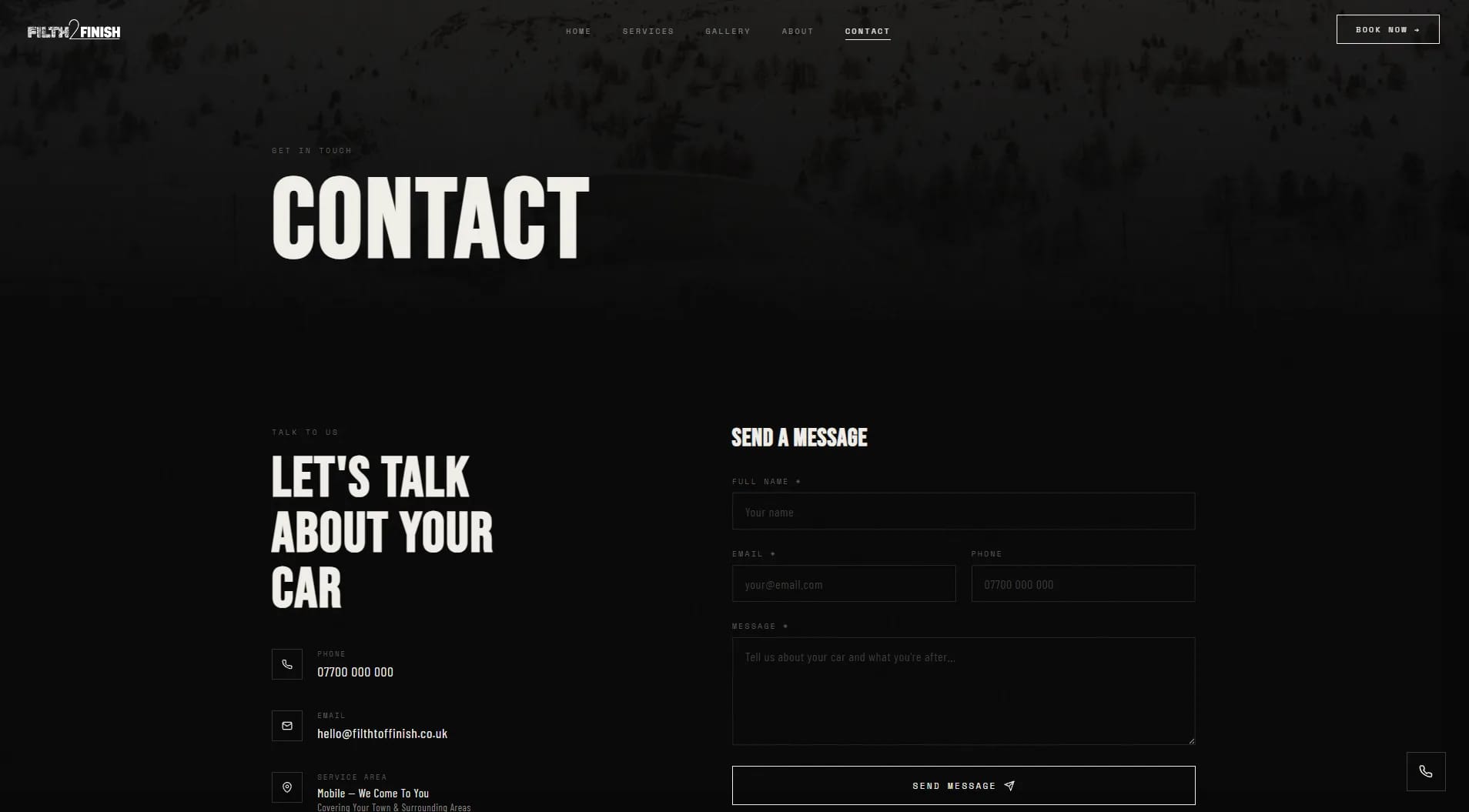 Filth2Finish website — Contact