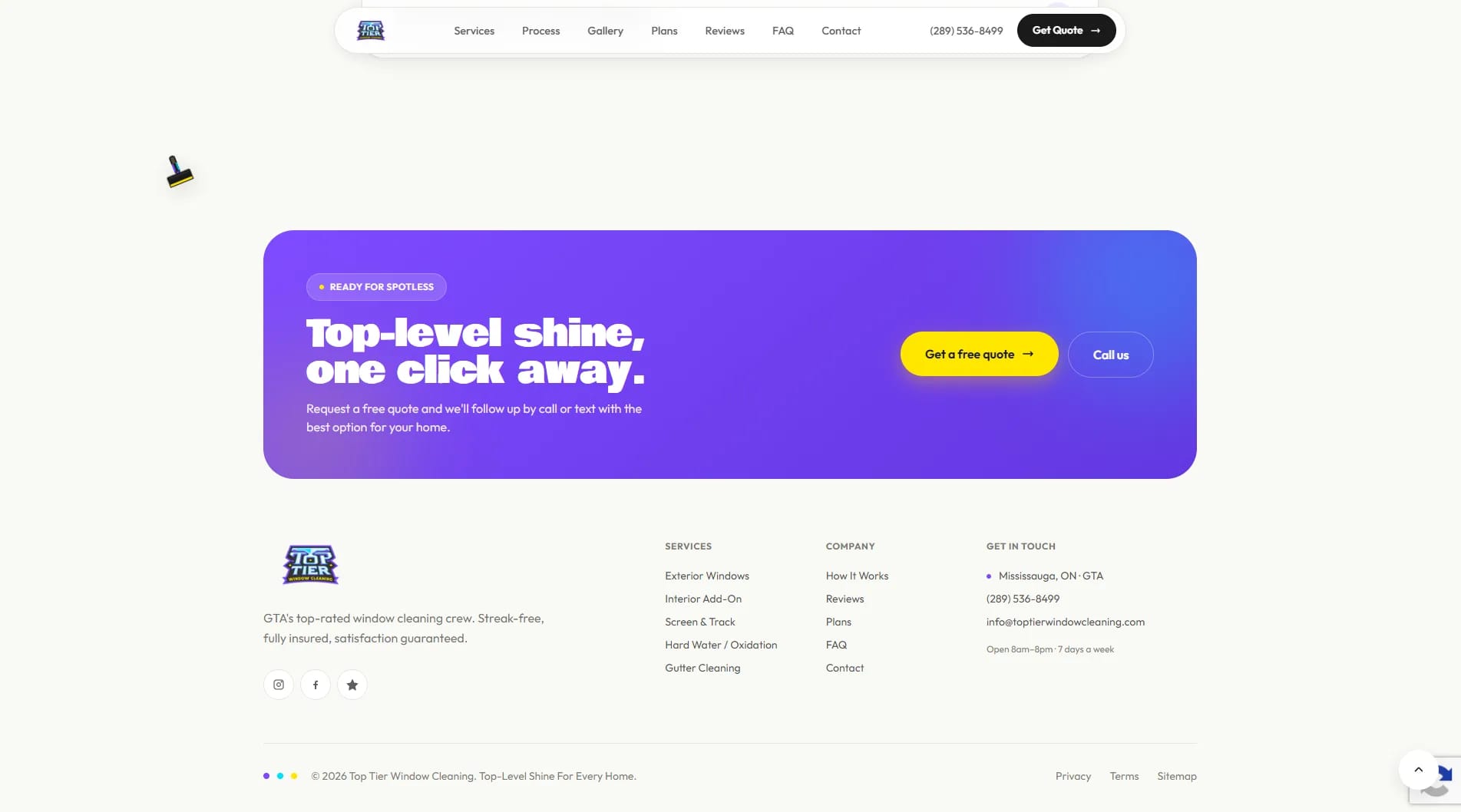 Top Tier Window Cleaning website — screen 1