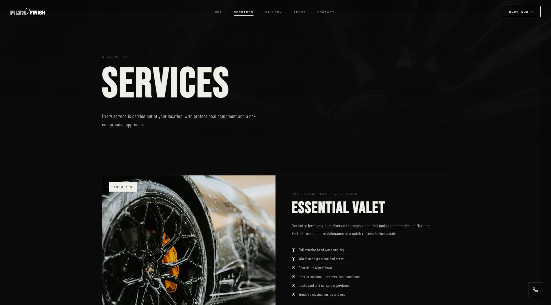 Filth2Finish website — Services