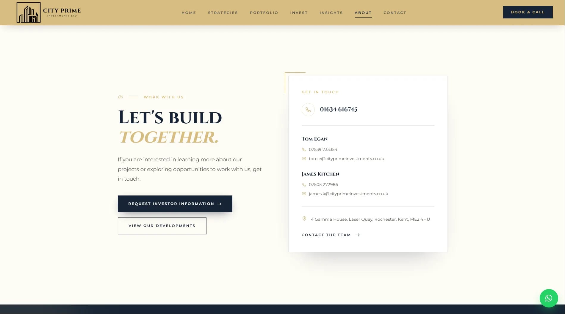 City Prime Investments website — screen 3