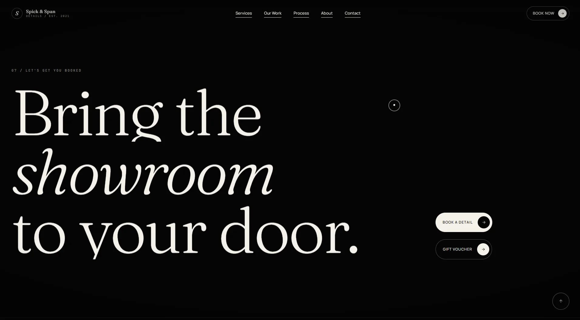 Spick & Span Details website — screen 1