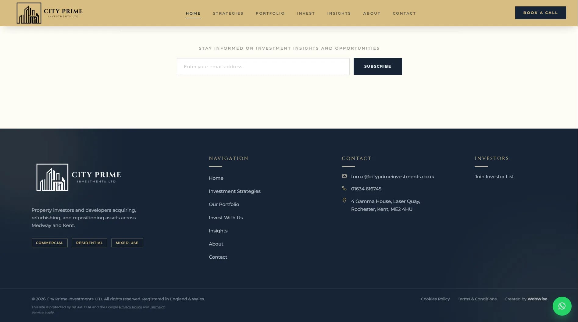 City Prime Investments website — screen 13