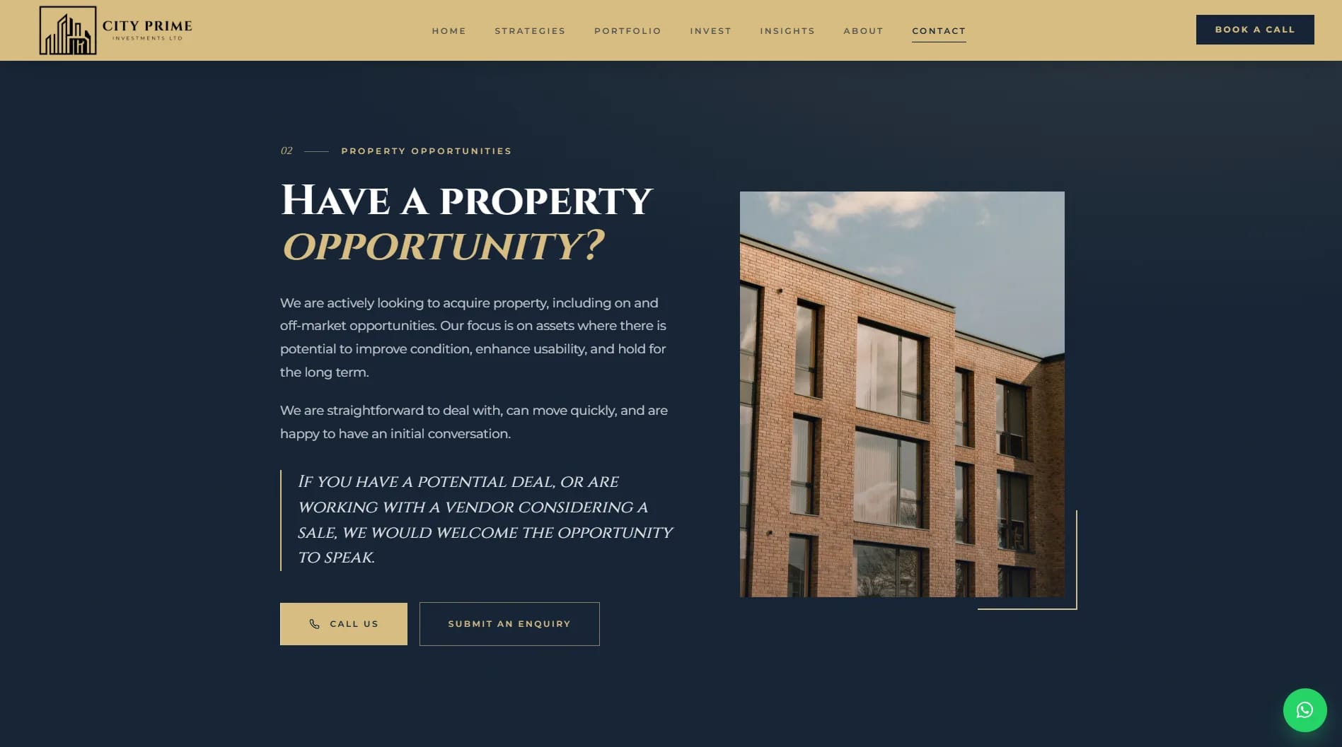 City Prime Investments website — screen 2