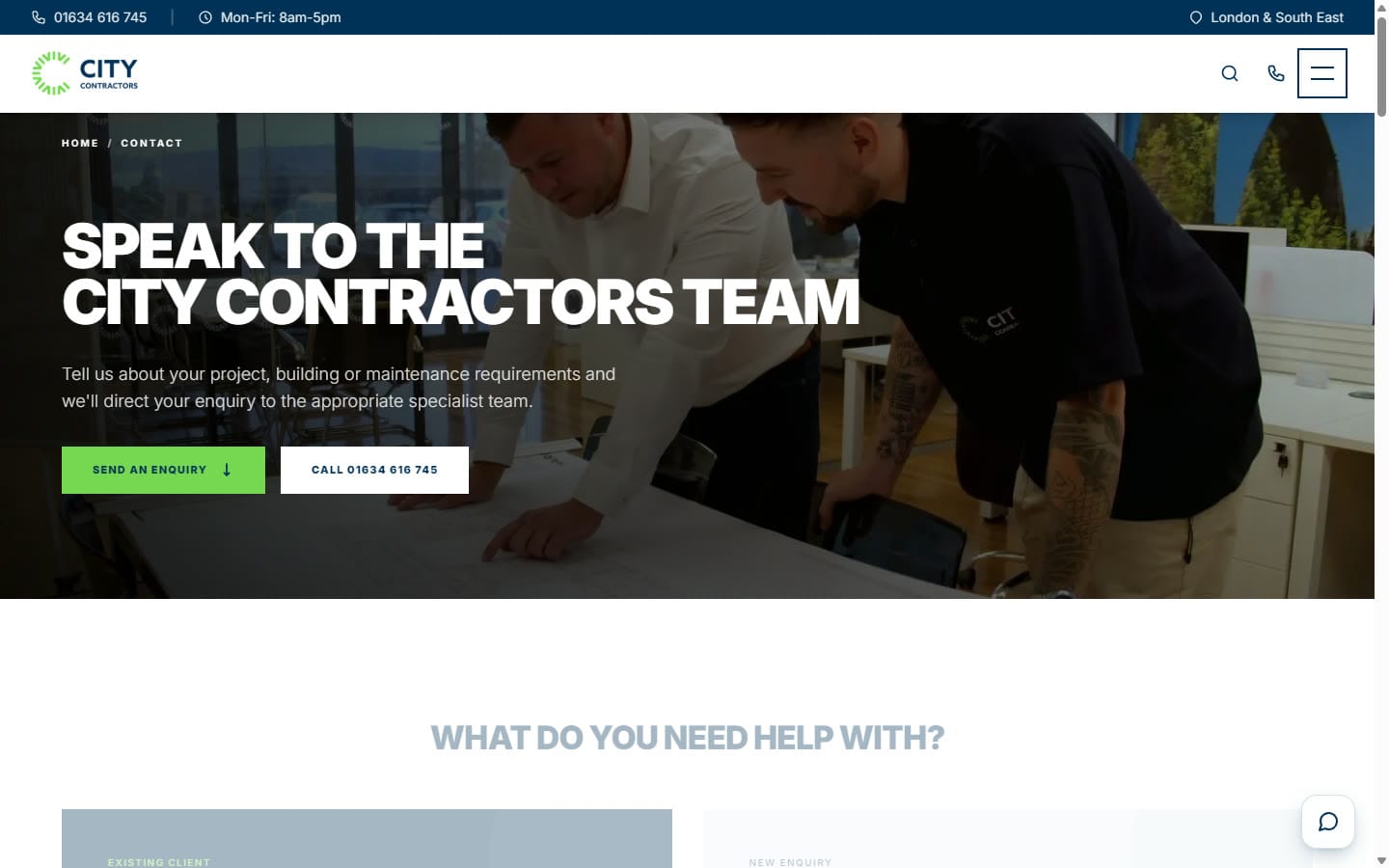 City Contractors website — City Contractors website — Contact page