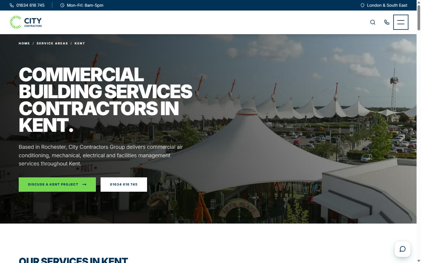 City Contractors website — City Contractors website — Kent service-area page