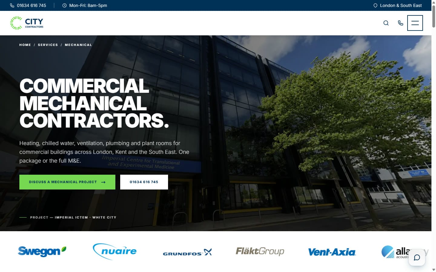 City Contractors website — City Contractors website — Mechanical contractors service page