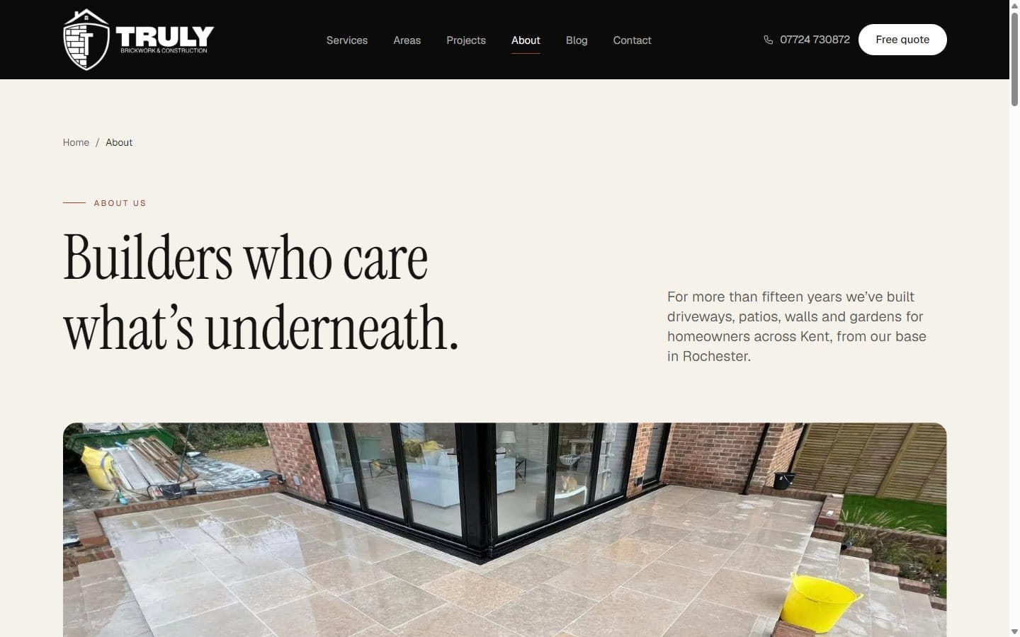 Truly Brickwork & Construction website — Truly Brickwork about page