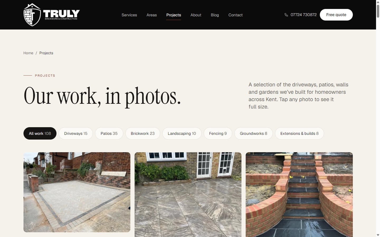 Truly Brickwork & Construction website — Truly Brickwork project gallery